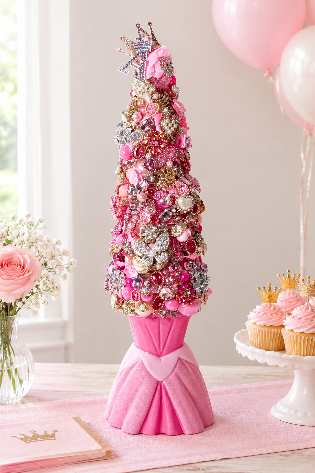 Pretty in Pink Princess Bejeweled Tabletop Tree