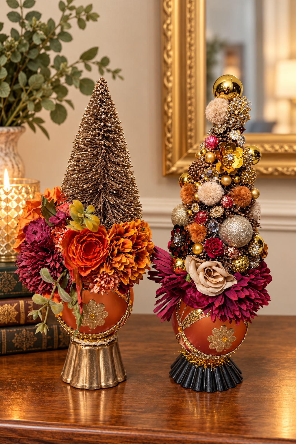 Luxe Jewel Bottle Brush Tree Autumn Centerpiece | Handmade  Decor | Glam Tabletop Tree | Vintage-Inspired Thanksgiving  Decoration