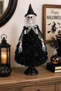 Unique Gothic Skeleton Witch Display Doll in Floral Dress - Skeleton Halloween
