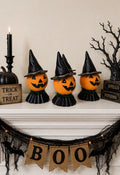 Handmade Jack-O'-Lantern Witch Shelf Sitters Set (2) | Pumpkin Witch Halloween Decorations |Spooky Fall Decor