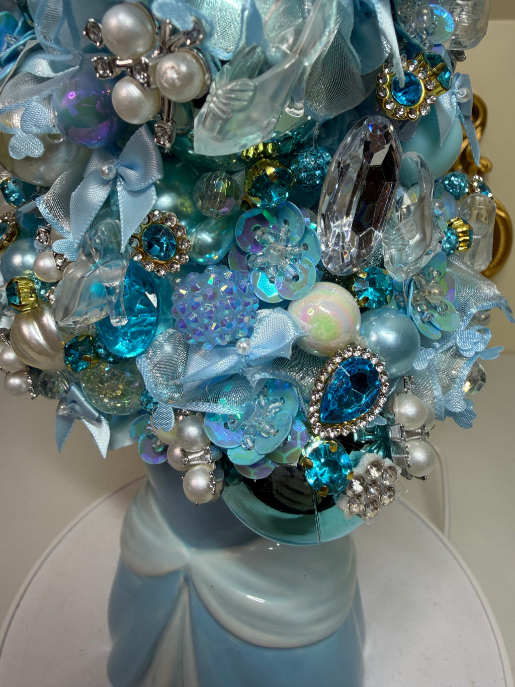 Blue Princess Theme Christmas Tree – Handmade Bejeweled Holiday Tabletop Tree