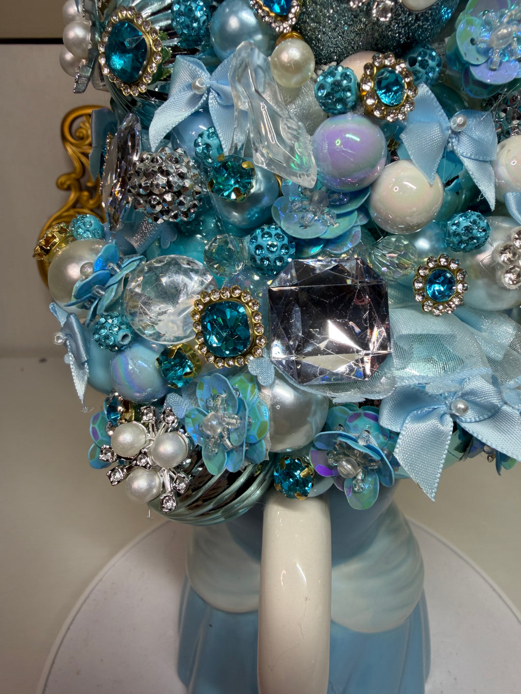 Blue Princess Theme Christmas Tree – Handmade Bejeweled Holiday Tabletop Tree