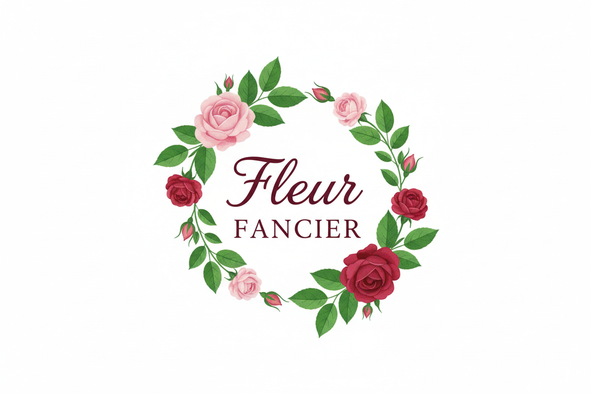 Fleur Fancier Logo - Pink & Dark Red Retry